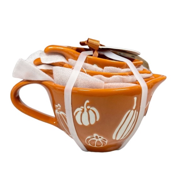 NEW Rae Dunn PUMPKIN TEACUP Measuring Cup Set/4 - Picture 2 of 5